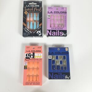 Lot of 4 L.A. Colors Press On Nails Lavish Nail + Nails On Artificial Nail Tips